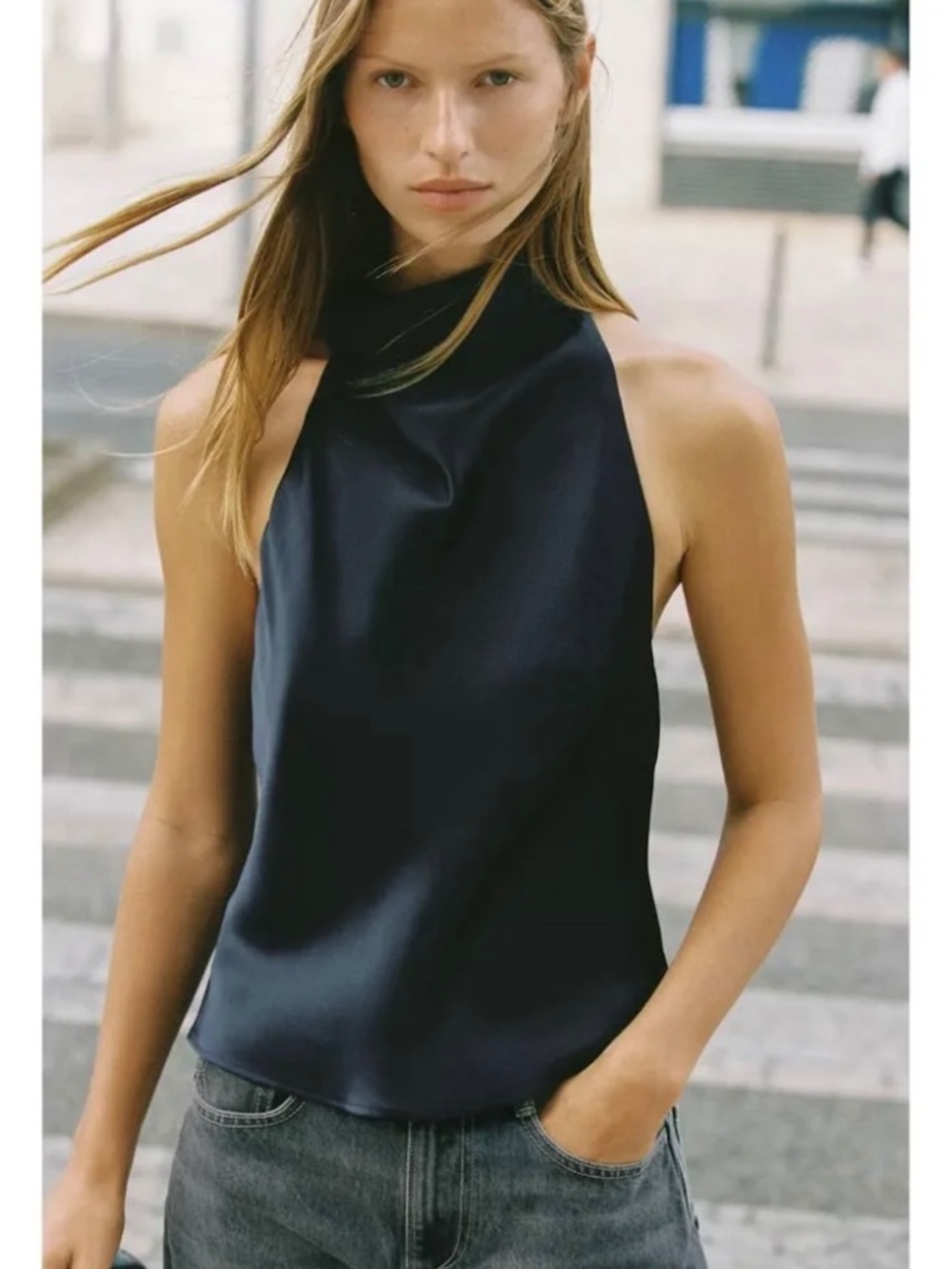 Zara satin halter neck top